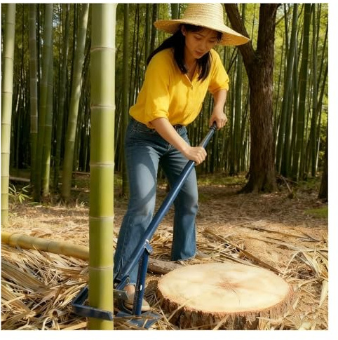 Outil d'extraction de racines d'arbres, Arracheur de poteaux en bambou 100 cm, griffe C réglable 5-11, bleu
