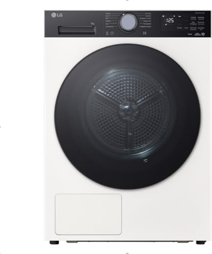 LG RNX5009TWBC Asciugatrice 9Kg Pompa di Calore DUAL Inverter, Classe B, Asciugatura AI Dry con Intelligenza Artificiale, Wi-Fi, Serie X5, Allergy Care, Essence White black panel e Silver Knob