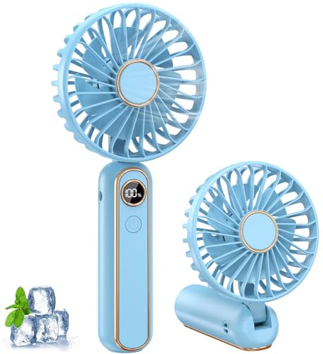 PALATALA Ventilador Portatil, 6 Velocidades Mini Ventilador de Mano Silencioso USB Recargable, Ventiladores Mano con Batería 4000mAh, Ventoinha Portable Plegable Fan para Camping Viajes Mujer Hombre