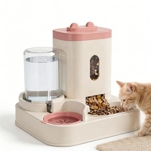 XdealCozyxc 2 in 1 Automatic Cat Feeder, Food and Water Dispenser for Cats and Small Dogs