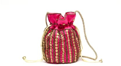 MISAKO Saqui bolso de fiesta con abalorios Mujer - Saqui Fucsia 18x18x11cm