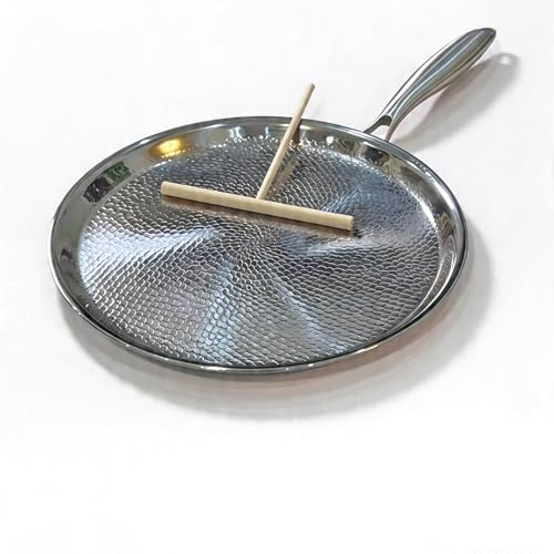 SSHIYEEY Titanium Crepe Pan, Uncoated Hammered Flat Griddle Pan（12 Inch）
