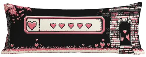 Seitenschläferkissen Bezug 140 x 40 cm, Schwarz Langes Kissenbezug mit Unsichtbarer Reißverschluss, Rosa Seitenschläferkissen, Weich Samt Pregnancy Pillow Cover für Schlafzimmer Bett Sofa Deko O0-1