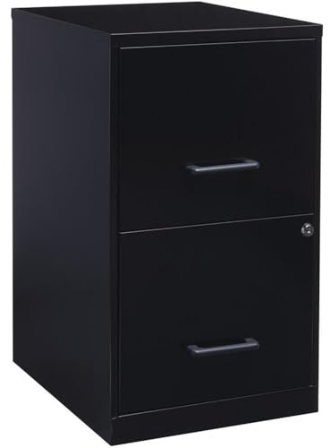 Pemberly Row 2 Drawers 24.5 Vertical Black Metal Filing Cabinet Lockable Pre-Assembled Stationary Letter Size for Home, Office