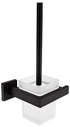 Turs Badezimmer Bad Toilettenbürste mit Halter-Speicher-Organisator stylische Metallbürste Halter SUS 304 Edelstahl rustproof Wandhalterung, Matte schwarz, A7009BK