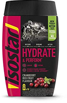 Isostar Hydrate & Perform isotonisches Pulver zur Unterstützung sportlichen Leistungsfähigkeit, Red Fruits, 400g