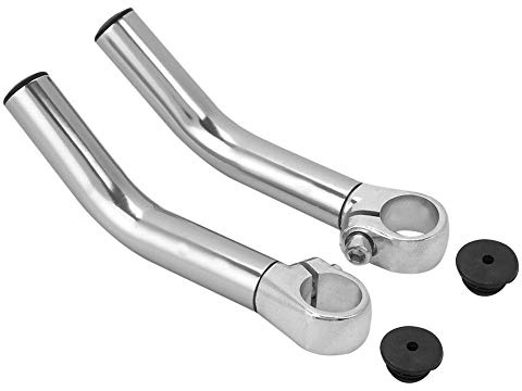 Broco 1 Pair Bicycle Handlebar, Aluminum Alloy Mountain Bike Road Bicycle Handlebar Bar End Silver