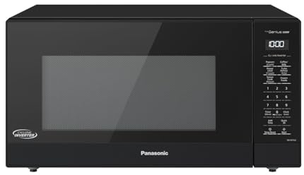 Panasonic NN-SN75LB cu.ft Cyclonic Inverter Countertop Microwave Oven 1250Watt Power with Genius Sensor Cooking, 1.6 cft, Black