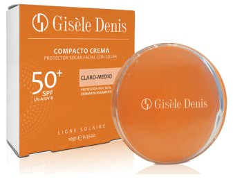 GISÈLE DENIS - Crema Compatta 10 gr, Fondotinta Compatto e Protezione Solare Viso, Colore Chiaro-Medio e SPF 50+, con Vitamina E, per Pelle Media, Fondotinta Viso, Abbronzatura Naturale