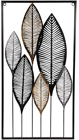Mel-O-Design GmbH Moderne Metall-Wanddekoration Blätter zum Hängen 75 x 38 cm Wandbild Metallbild
