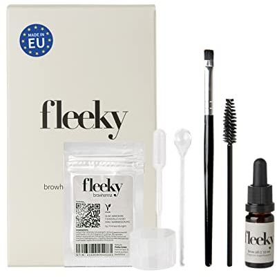 fleeky Browhenna Kit - DIY Augenbrauenfarbe für brows on fleek, Henna-Farbpulver zum natürlichen Augenbrauenfärben, perfekt für Mädelsabend, Geburtstagsgeschenk für Freundin (Mini, Light Brown)