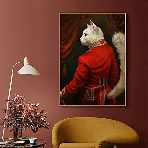 Vintage Poster Wandkunst abstrakt Gentleman Katze Leinwand Gemälde Retro Nostalgie Tier Bilddruck Kinderzimmer Dekoration 40x60cmx1pcs rahmenlos