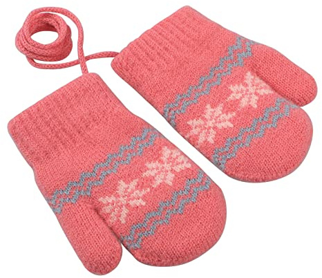 Kinder Winter Handschuhe Fäustlinge Baby Cartoon Fausthandschuhe Halshandschuhe Dicke Doppelt Strickhandschuhe Niedliche Fuchs Handschuhe, 1-3 Jahre alt, Spielen, Laufen, Skifahren Bedarf