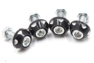 A ABSOPRO Moto Licenza Piastra Vite Bullone Alluminio Lega Nero (Set 4)