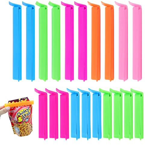 Redamancy 20piezas Pinzas Bolsas Alimentos, 7.5/11cm Pinza Cierre Bolsa de Alimentos, Clip de Cierre de Cocina Multicolor Reutilizable de Plástico, para Embalaje de Cocina, Caramelos, Café