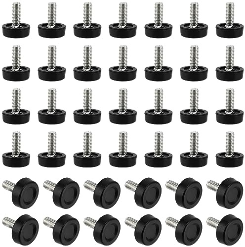 CHUEHKAK 40 stycken justerbara fötter M8 skruvfötter bord skruvfötter 20 mm justerbara fötter höjd M8 gängfötter möbelfötter justerbar justerbar skruv plast för att skruva på möbler svart