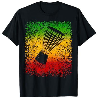 Djembe Trommel Art für Reggae-Schlagzeuger auf Reggae Flagge T-Shirt