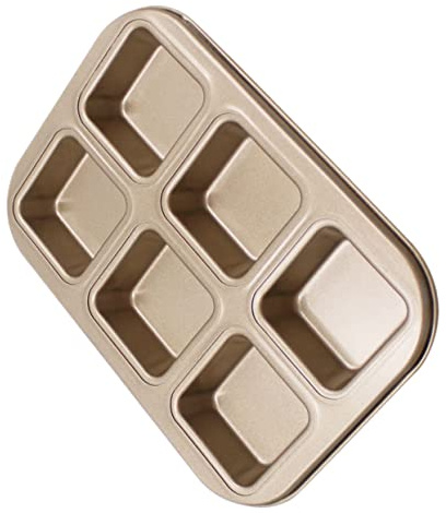 Abaodam Nonstick Baking Tray 6 Compartment Square Carbon Steel Mould for Household Bread Cake Kitchen Supplies