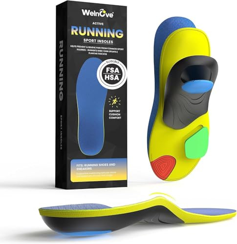 Welnove Semelles Orthopédiques Sport - Triple Absorption des Chocs pour Soulager la Douleur au Pied, Réduire la Fatigue, Améliorer les Performances, taille M 39-40.5