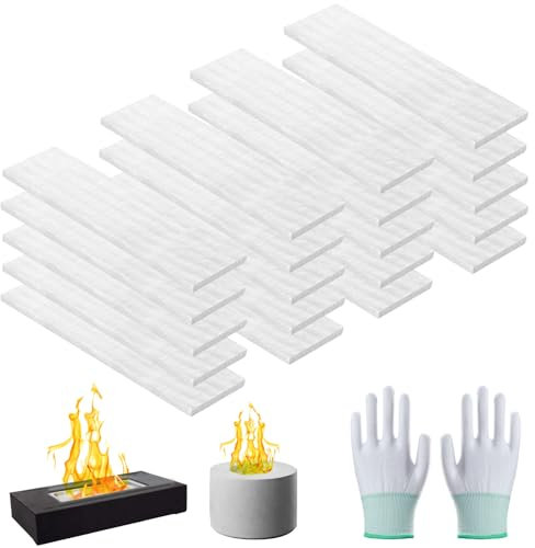 AIHSUMC 20 pezzi di lana di ceramica di alta qualità con guanti per braciere portatile da tavolo per prolungare il tempo di combustione, spugna per stoppino in lana di ceramica isolante in fibra di