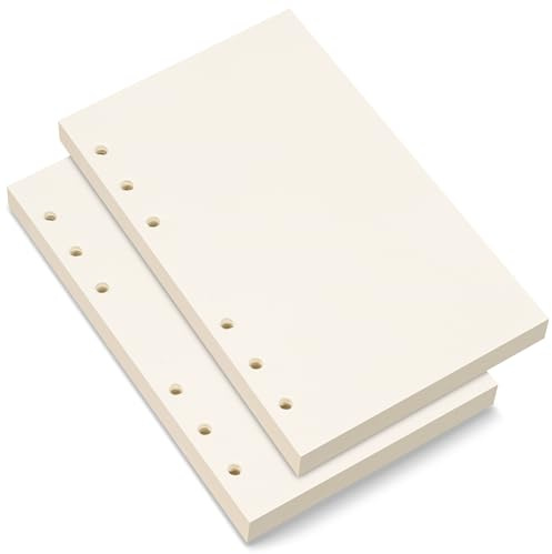 Bidponds A6 Blanko-Papier, A6-Nachfüllpapier, 6 Löcher, lose Blätter, Papier für A6 Filofax Personal Binder Planer, 80 Blatt/160 leere Seiten, 10,4 x 16,8 cm, Beige (2)