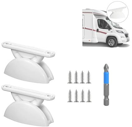 SIGANDG 2 Stück Türfeststeller Wohnwagen Türhalter Wohnmobil | Clipon Türstopper Türhalter Weiß mit Elektrische Bohrer Wohnwagentüre Feststeller Zubehör für Wohnwagen Wohnmobil Boot