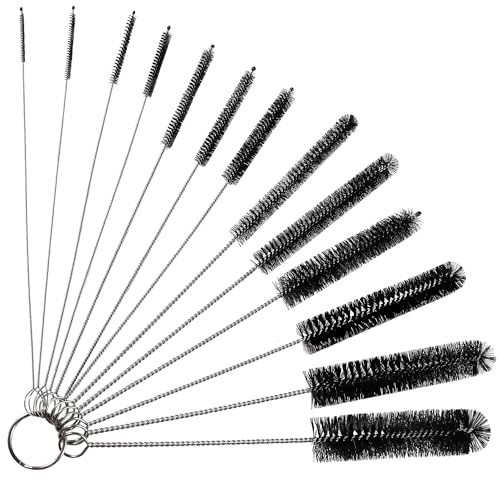 YIXISI 13 PCS Bottle Cleaner Brush Set, Kettle Brush, Straw Cleaning Brush, for Tube Bottle Straws Narrow Neck Cups Pipe, Black