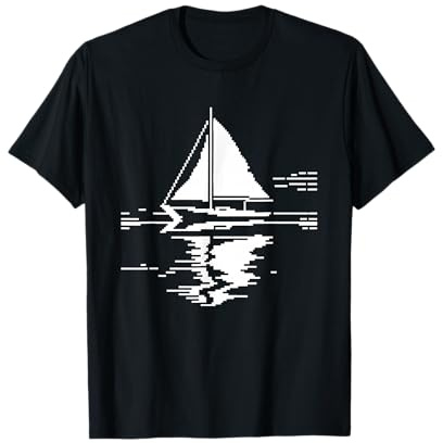 Segelboot Pixel Grafik Segelliebhaber Wassersport T-Shirt