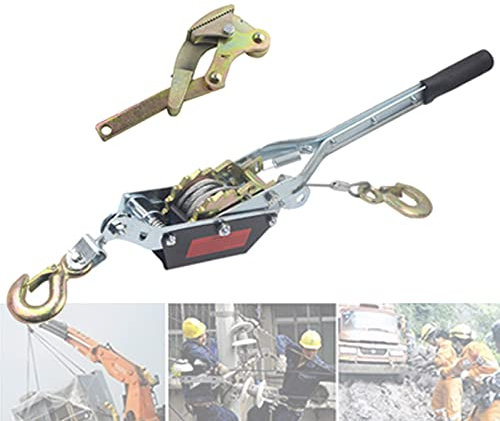1Ton Horizontal Hand Ratchet Winch - Dual Gear Ratchet Power Puller with Alloy Steel Hook for Moving Vehicles, Fence Wire Tensioner & Wire Rope Tighten Puller