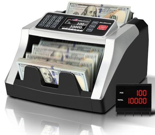 BillMaster BM6520 Money Counter Machine - Conteggio del valore USD EUR CAD MXN - Rilevatore di contraffazione UV/MG/IR/DD e batch/Aggiungi - Grande schermo a colori TFT - 1300 banconote/min Cash