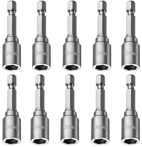 10 Pezzi Chiave a Bussola Avvitatore, Magnetiche Bussola per Avvitatore Kit, 8mm Adattatore Boccola 1/4 Esagonale per Trapani, per Trapano Pistola Pneumatica, Bussole Percussione