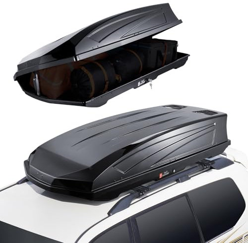 VEVOR Coffre de Toit 562 L, Porte-Bagages de Toit Coque Rigide en ABS, avec Ouverture Double-Face 2 Sangles Renforcées, Aérodynamique, pour la Plupart des Barres Transversales, Voiture, SUV, Noir