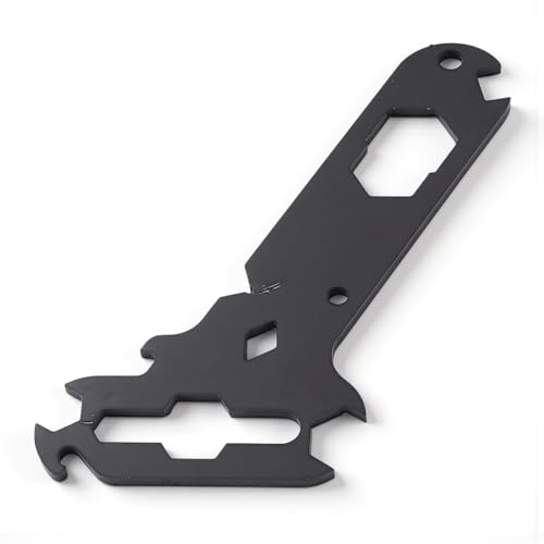 Black 14-in-1 Multitool Keychain with Wrench, Wire Stripper, Rigger Tools, Multifunctional Steel Wing Nut for Outdoor Use