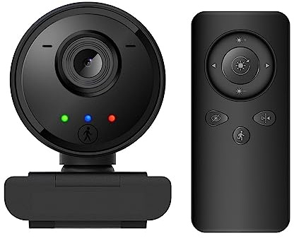 EKOUQIN Webcam Webcam 1080P AI humanoïde Suivi Automatique caméra Web avec télécommande Microphone USB Web Cam for PC Ordinateur Portable Mini caméra des Images Plus Lumineuses(Zwart)