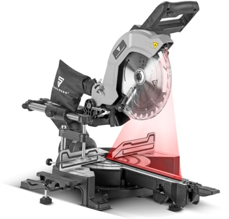 STAHLWERK Kappsäge CPM-254 ST Zugsäge | Gehrungssäge | Kreissäge mit 2.100 W Leistung, beidseitig stufenlos um 45° schwenkbar mit zuschaltbarem Laser inklusive 254 mm Präzisions-Sägeblatt