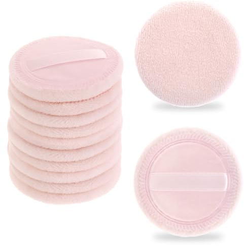 Giantree 12 Pcs kosmetische Puderquaste für Frauen, Baumwolle Make-up Gesicht Puderquasten weiche runde kompakte Puderquasten für loses Puder Stiftung Einstellung Pulver erröten Körper Puder(Rosa)