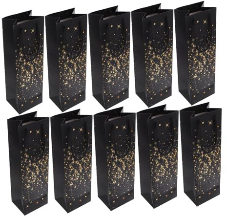 Beaupretty 10 Stück Weingeschenktaschen Schwarz Mit Goldfolie Stabile Flaschentaschen Mit Flachem Boden Reißfest Und Faltbar Für Geburtstag Hochzeit Weihnachtsgeschenke