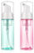 Molain Dispensador de botella de espuma de 60 ml, 2 recipientes de plástico transparente rellenables para jabón de manos, lavado facial, champú de pestañas, cuidado de la piel (verde + rosa)