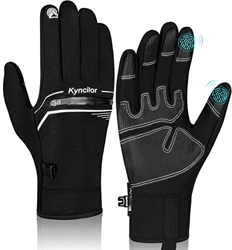 IRYNA Winter Thermo Handschuhe Herren Damen,Fahrradhandschuhe Winddichte Wasserdicht Elastisch rutschfest Touchscreen Handschuhe Radsporthandschue Sporthandschuhe Laufhandschuhe (Schwarz, XL)