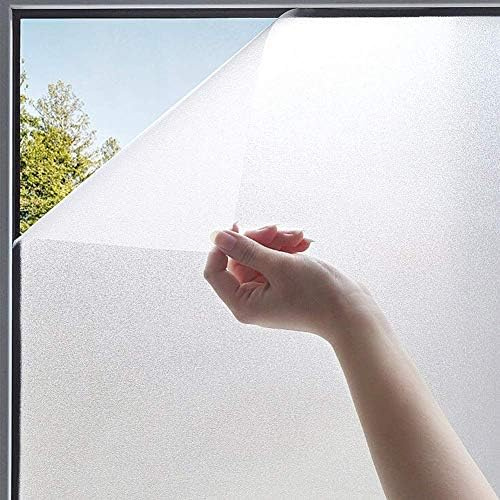 VeloZenith Fensterfolie Blickdicht von Aussen Fensterfolie Selbsthaftend Anti-UV Sichtschutz Milchglasfolie Selbstklebend ohne Klebstoff für Badezimmer Bad Geschäftsräume Wohnbereich(60 x 200 cm)
