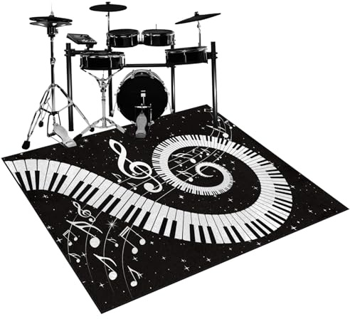 Qesjodfu Drum Rug Drum Mat Non-Slip Soundproof Carpet Professional Drum Carpet Non-Slip Rugs Drum Carpets for Drummers Outdoor Electronic Drum Set Practice Music Rug Drumming Drum Rugs 120 x 80 cm