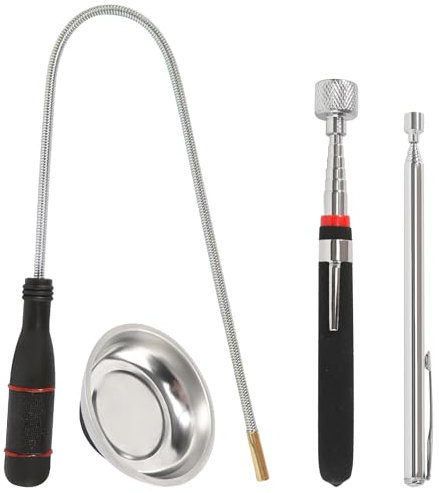 Telescoping Magnetic Pickup Tool, 4 Pieces Extendable Magnetic Pick Up Tools, Flexible Bendable Spring Magnet Stick for Picking Up Small Parts Metal Objects