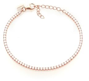 Louis Ciocchetti dal 1887 Tennisarmband 925 rosésilver med 5A zirkoner, elegant justerbar damsmycken, utsökt presentidé med lyxig förpackning, kvalitet tillverkad i Italien, 1,5mm, Silver, Ingen
