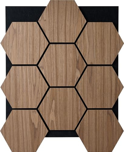 Fuse Acoustic Wooden Hexagon Wall Panel in Walnut Effect