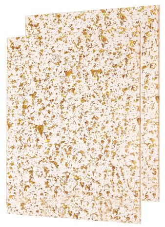sourcing map Goldfarbene Glitzer-Acrylplatten, 0,3 cm Dicke, 30,5 x 20,3 cm, transparente, glitzernde PMMA-Kunststoffplatten, extrudierte Rohlinge, Acryl zum Laserschneiden und Gravieren, Basteln, 2