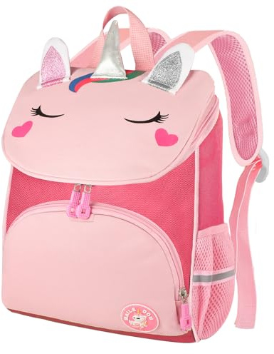 Yafe School Bag for Girls, Kids Backpack with Chest Strap Children's Backpack Toddlers Rucksack Kindergarten Preschool Bookbag for Girls Age 3-6