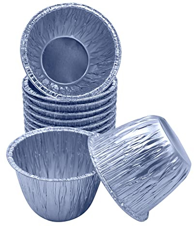 100 x Individual Small Aluminium Foil Pudding Basins, 170ml Muffins Moulds for Baking - Dariole Moulds, Round Recyclable Christmas Pudding Dishes for Baking, Cupcakes, Tarts & Muffins