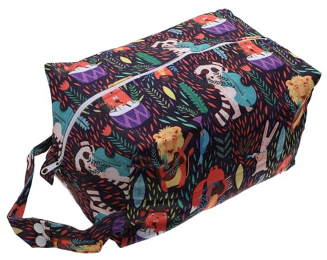 KOCKSHION Wiederverwendbare Windel Aufbewahrungstasche Tragbare Nasstasche für Babys Atmungsaktive Stoffwindeltasche Cartoon Design Trockene Wickeltaschen für Unterwegs