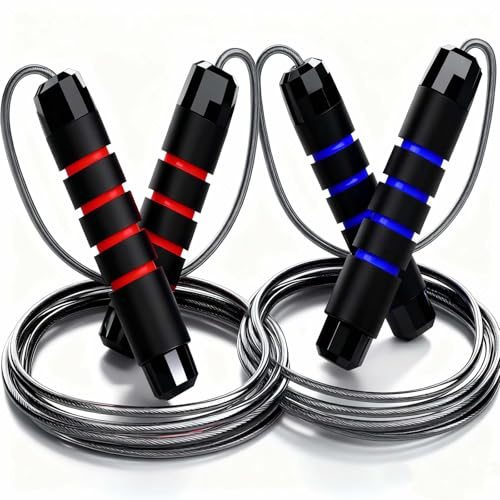 LTHERMELK Speed Rope Springseil 2er Set: Verstellbar, rutschfester Schaumstoffgriff - Leichtes Fitness Seil für Erwachsene, ideal für Ausdauertraining und Seilspringen