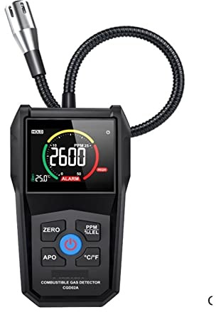 KONGMM Détecteur de Gaz, Analyseur de gaz à écran Couleur Détecteur de Fuite de gaz Combustible Compteur de gaz Détection de pétrole Alarme sonore Compteur PPM Analyseur d'air Testeur(CGD02A)